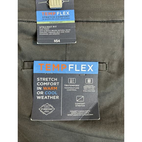 St John's Bay Mens Temp Flex Chino Pants Size 30 Gray Comfort Stretch Mid Rise - Picture 3 of 11